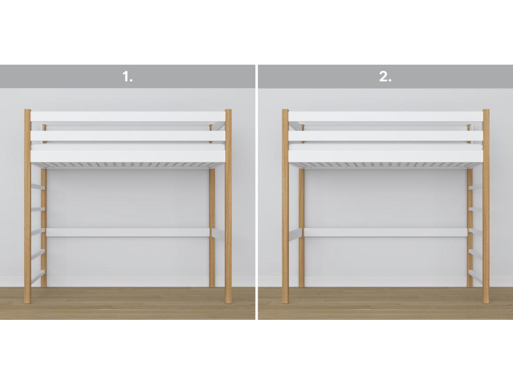 Lit en chêne blanc, 120 x 200 cm