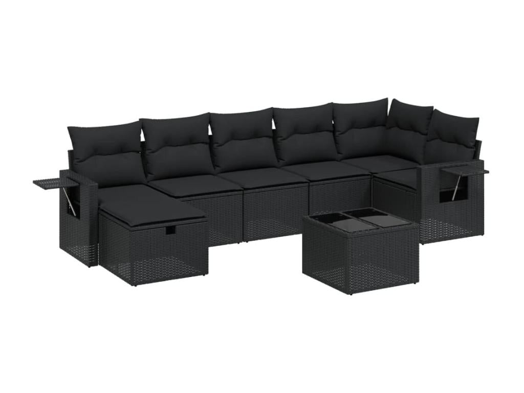 Ensemble de mobilier de jardin en résine tressée noire - dlz1766575324768
