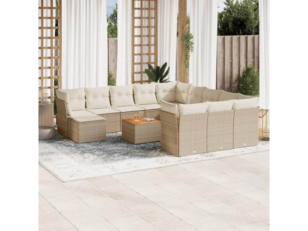 Ensemble de mobilier de jardin en résine tressée beige - dlz1766574895464