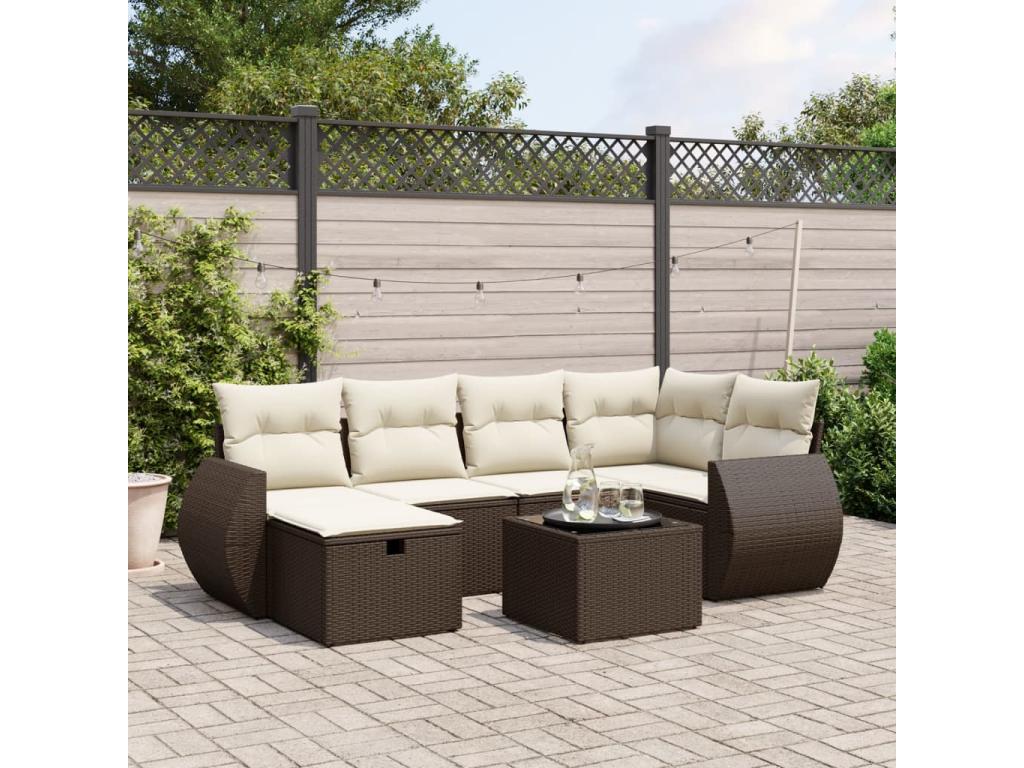 Ensemble de mobilier de jardin en résine tressée marron - dlz1766574975634