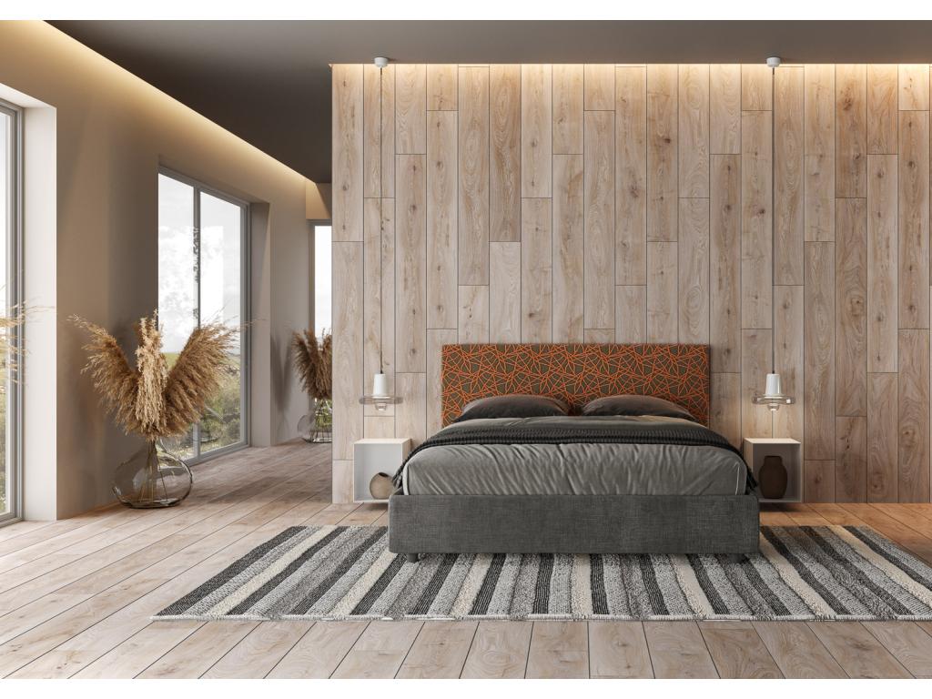 Lit en tissu gris, 160 x 190 cm