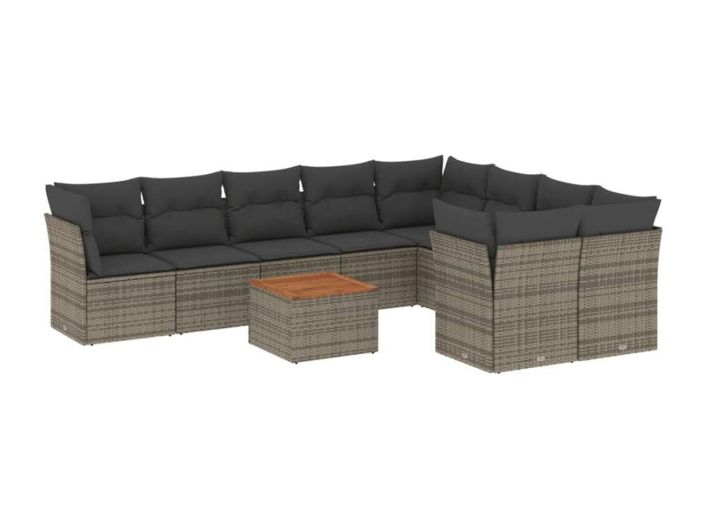 Ensemble de mobilier de jardin en résine tressée grise - dlz1766575632357