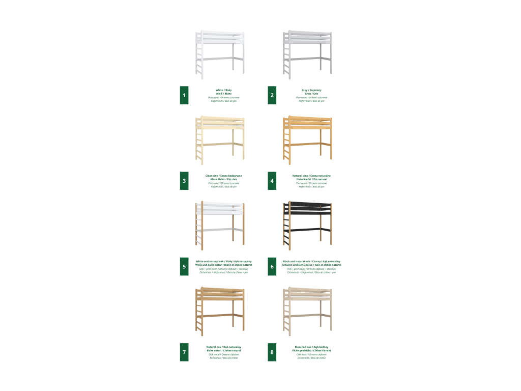 Lit en chêne blanc, 120 x 200 cm