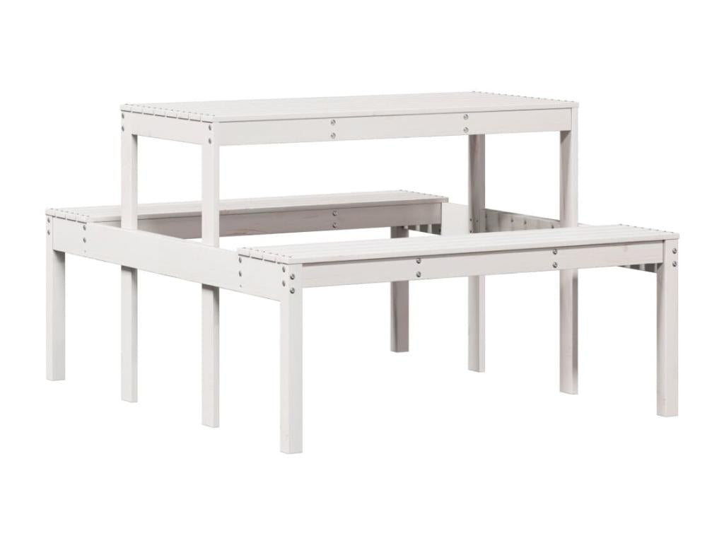 Table en bois massif blanc, 110 x 134 x 75 cm