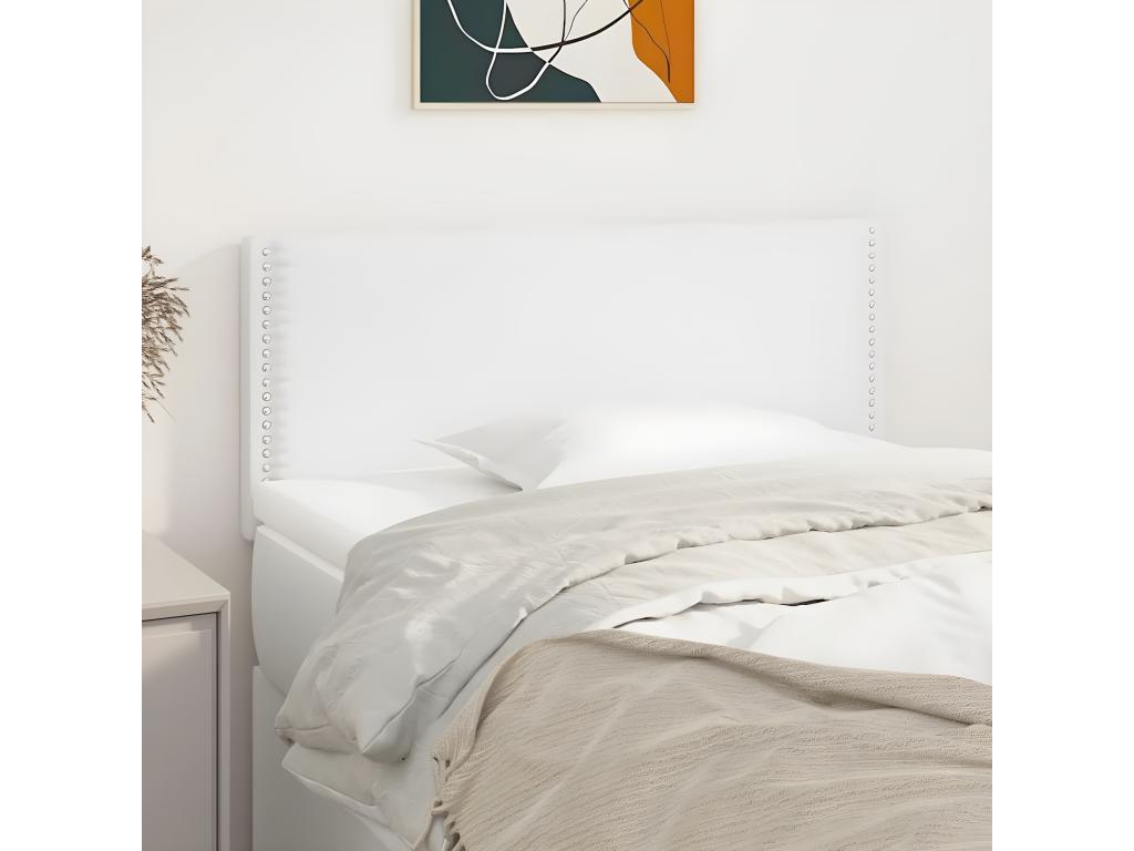 Lit en similicuir blanc, 90 x 5 x 78 cm