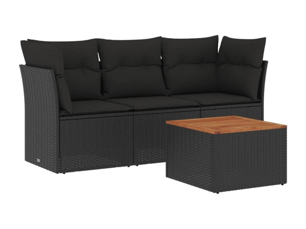 Ensemble de mobilier de jardin en résine tressée noire - dlz1766575366766