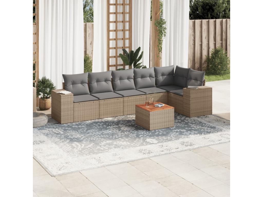 Ensemble de mobilier de jardin en résine tressée beige