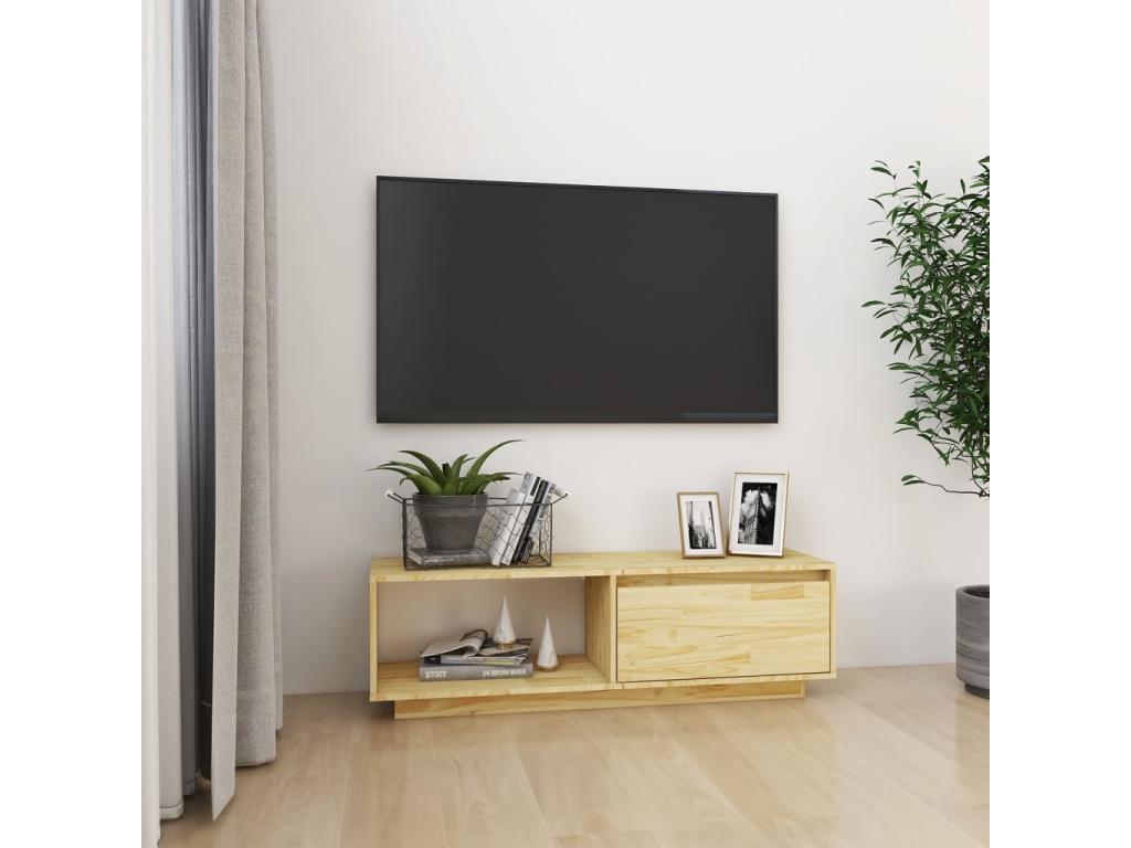 Meuble TV en pin brun, 110 x 30 x 33,5 cm