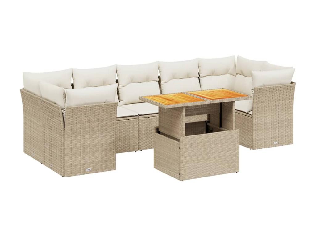 Ensemble de mobilier de jardin en résine tressée beige - dlz1766575125293