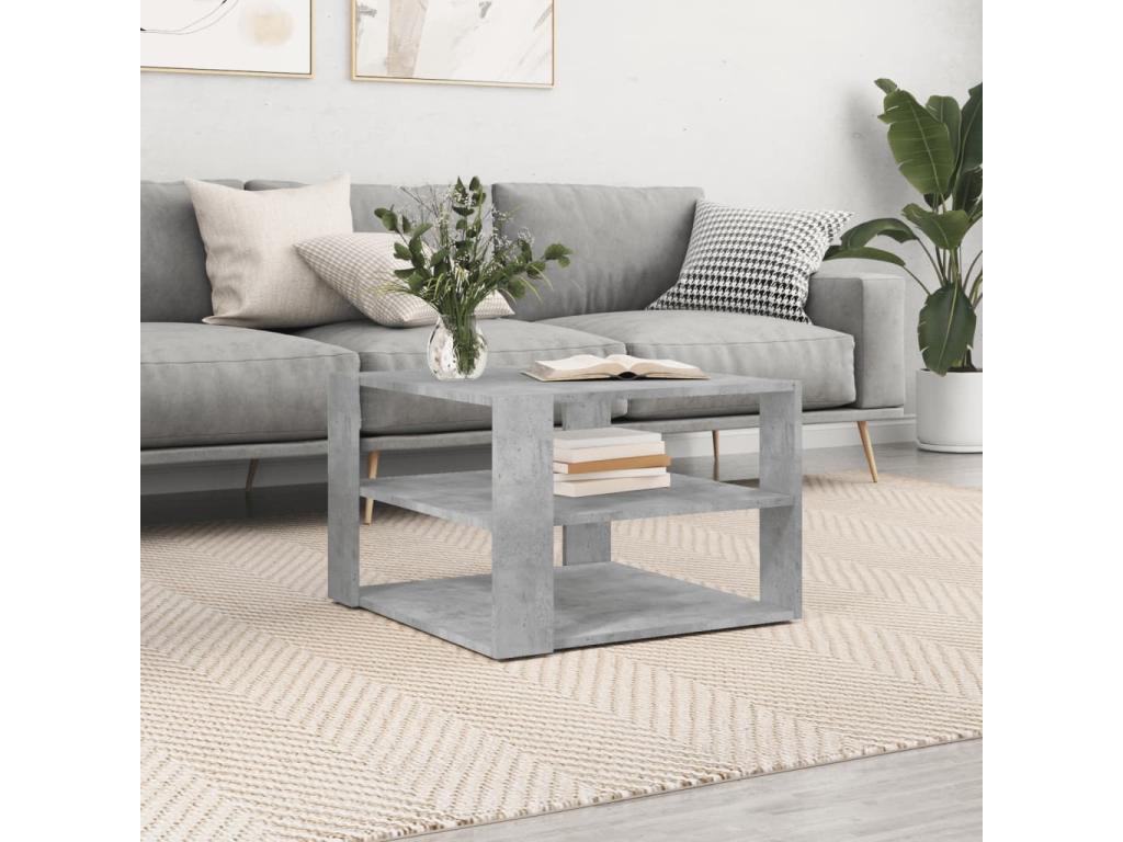 Table basse en bois d'ingénierie gris, 59,5 x 59,5 x 40 cm