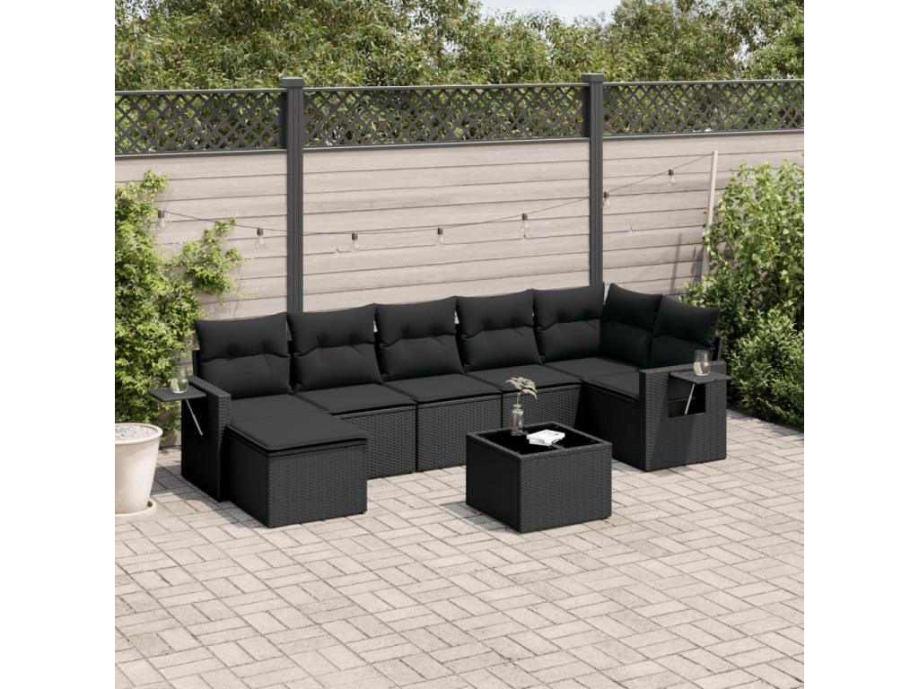 Ensemble de mobilier de jardin en résine tressée noire - dlz1766575359930