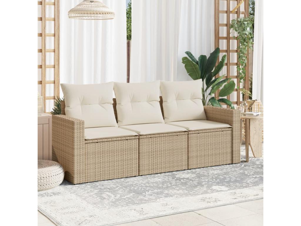 Ensemble de mobilier de jardin en résine tressée beige - dlz1766575358687
