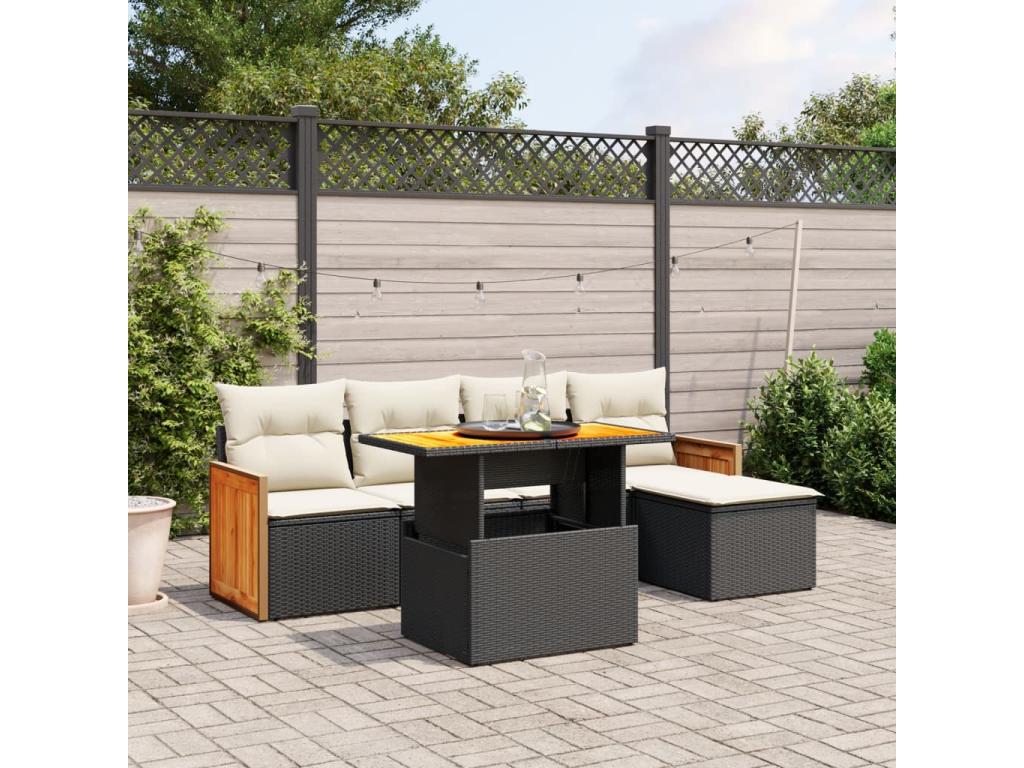 Ensemble de mobilier de jardin en résine tressée noire - dlz1766575167812