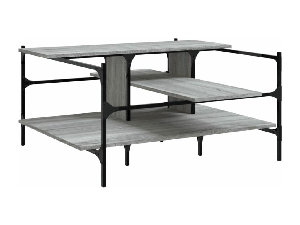 Table basse en bois d'ingénierie gris, 100 x 100 x 48,5 cm