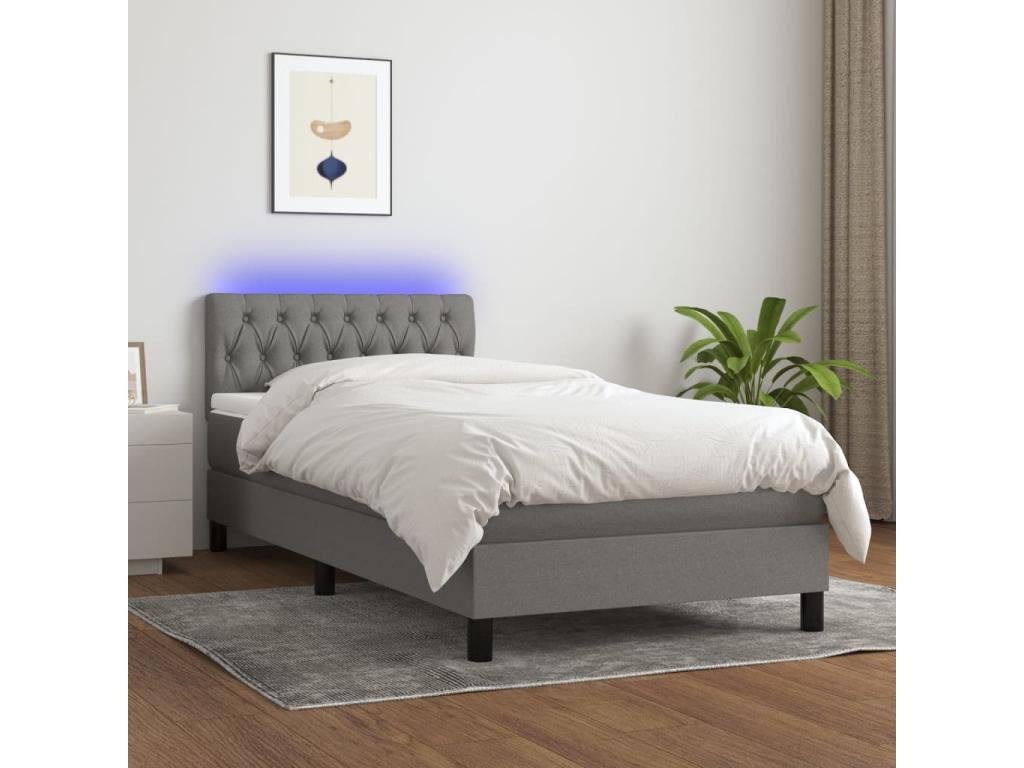 Matelas en tissu gris, 90 x 190 cm