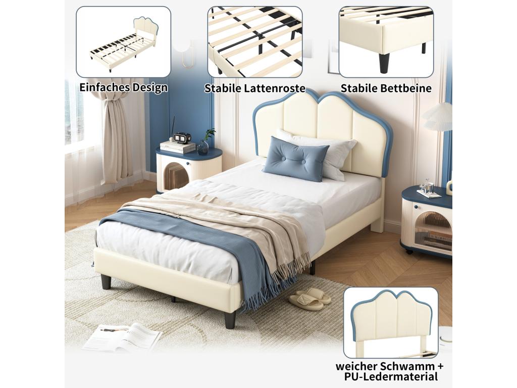 Lit bleu, 90 x 200 cm