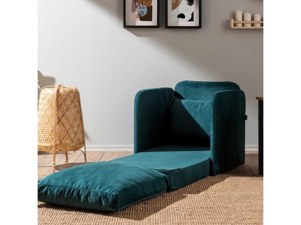 Canapé-lit en tissu bleu
