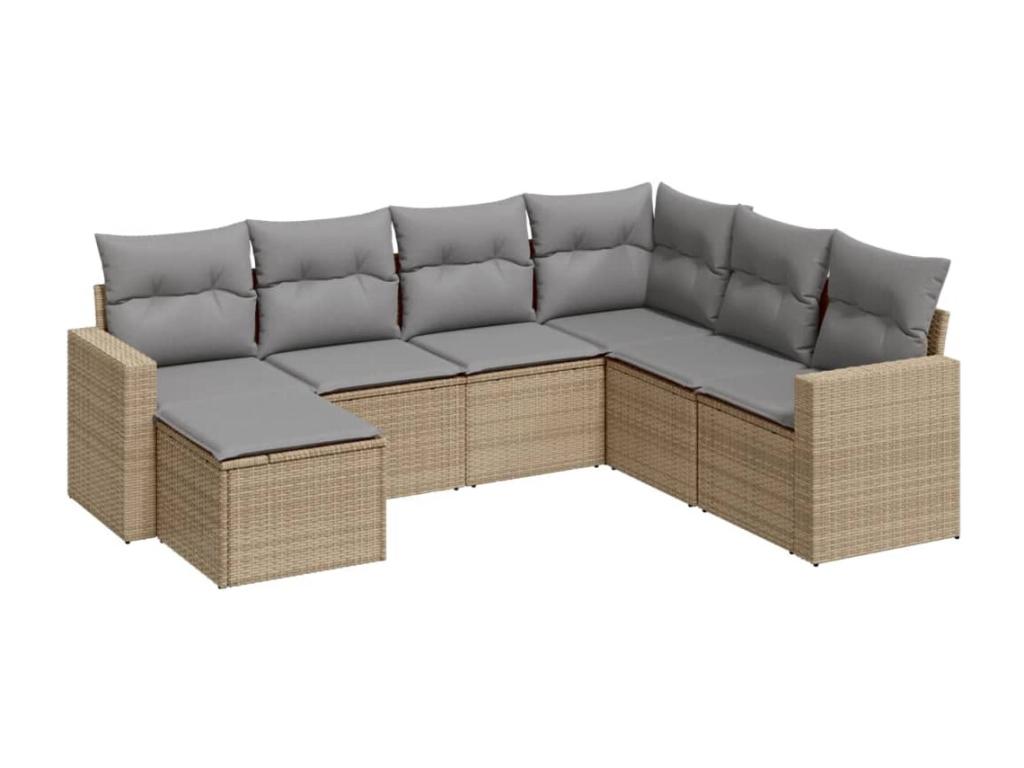Ensemble de mobilier de jardin en résine tressée beige - dlz1766574857944