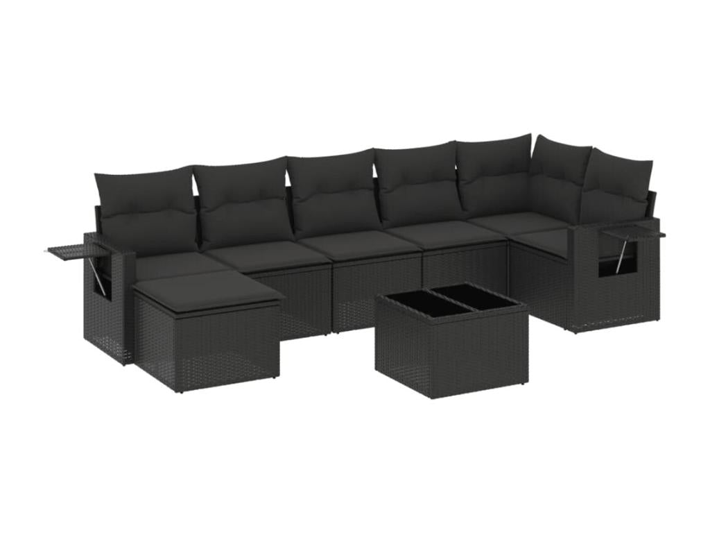 Ensemble de mobilier de jardin en résine tressée noire - dlz1766575359930