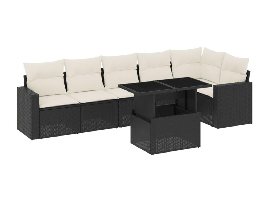 Ensemble de mobilier de jardin en résine tressée noire - dlz1766574984145