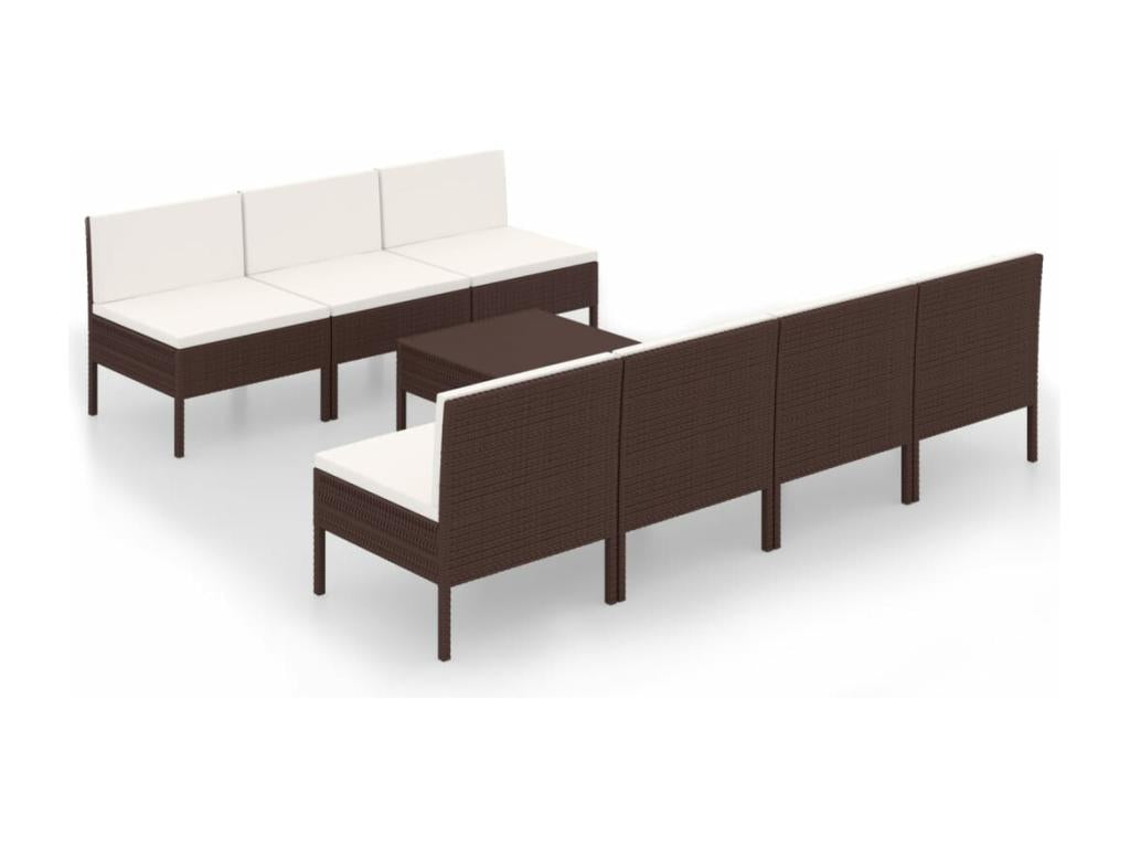 Ensemble de mobilier de jardin en résine tressée marron - dlz1766575430797