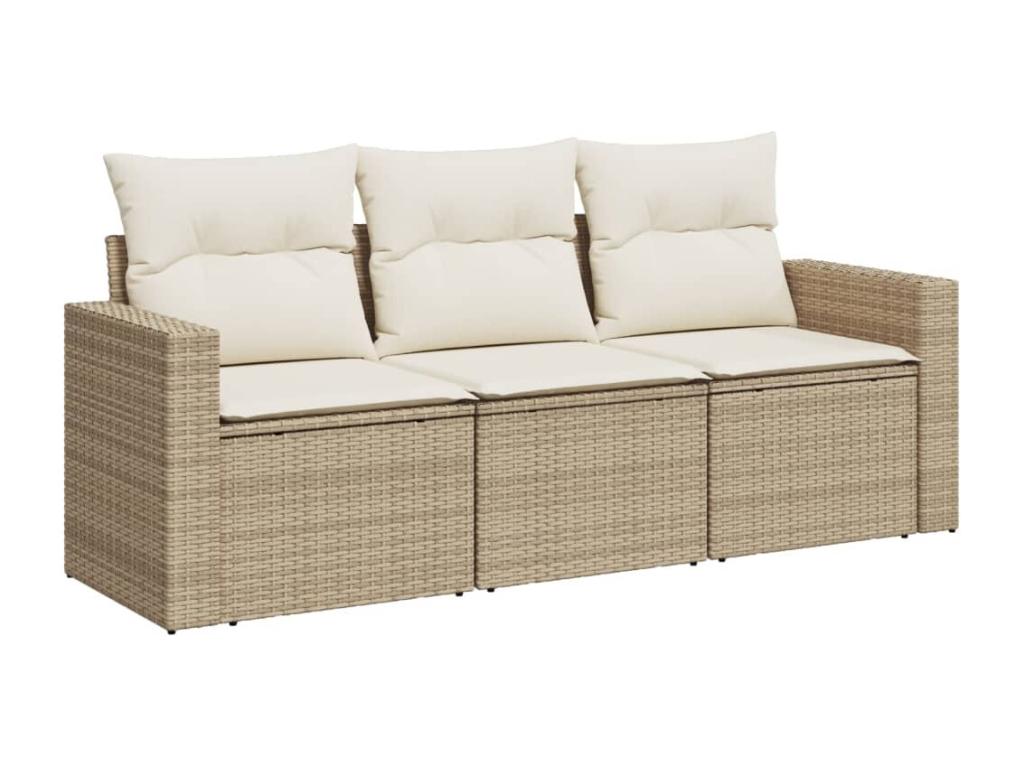Ensemble de mobilier de jardin en résine tressée beige - dlz1766575358687