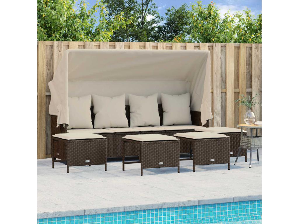 Ensemble de mobilier de jardin en résine tressée marron - dlz1766574996549