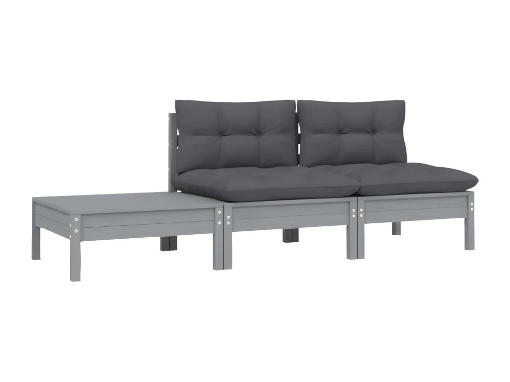 Ensemble de mobilier de jardin en pin gris - dlz1766575627305