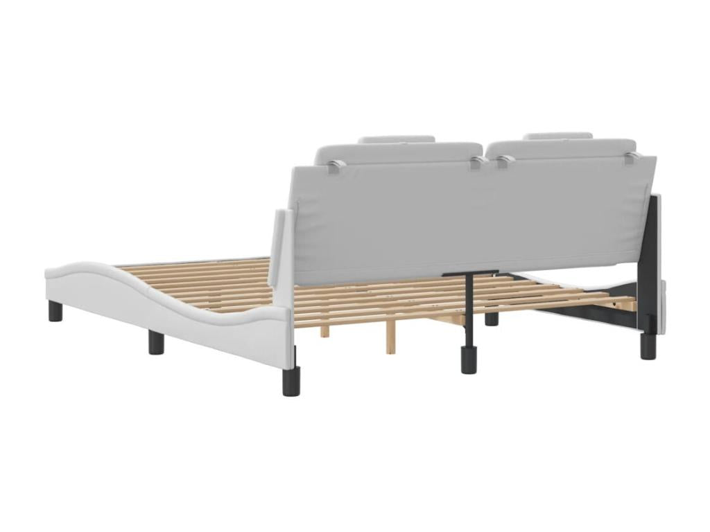 Cadre de lit en similicuir blanc, 160 x 200 cm