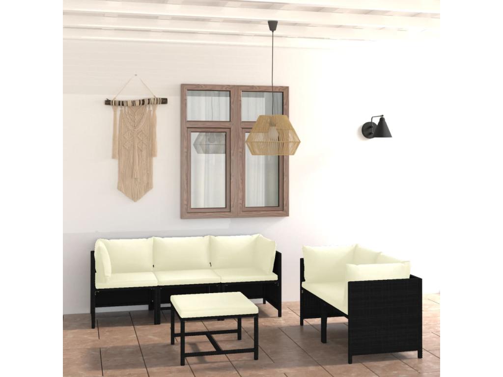 Ensemble de mobilier de jardin en résine tressée noire - dlz1766574913713