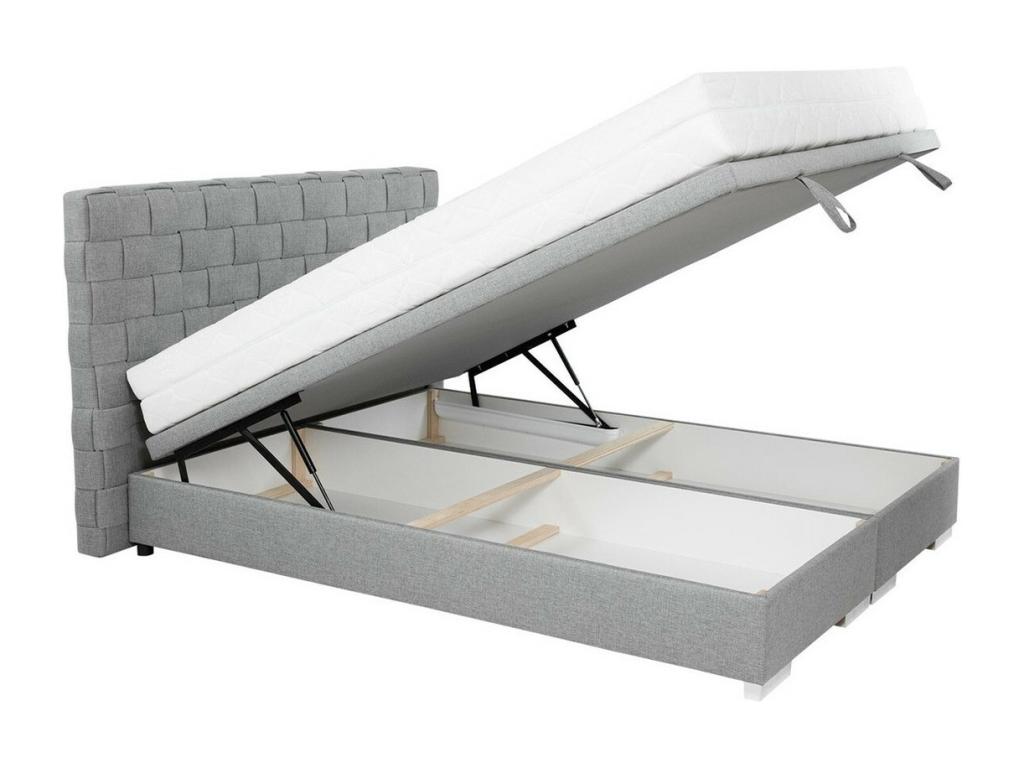 Lit gris, 200 x 214 x 109 cm