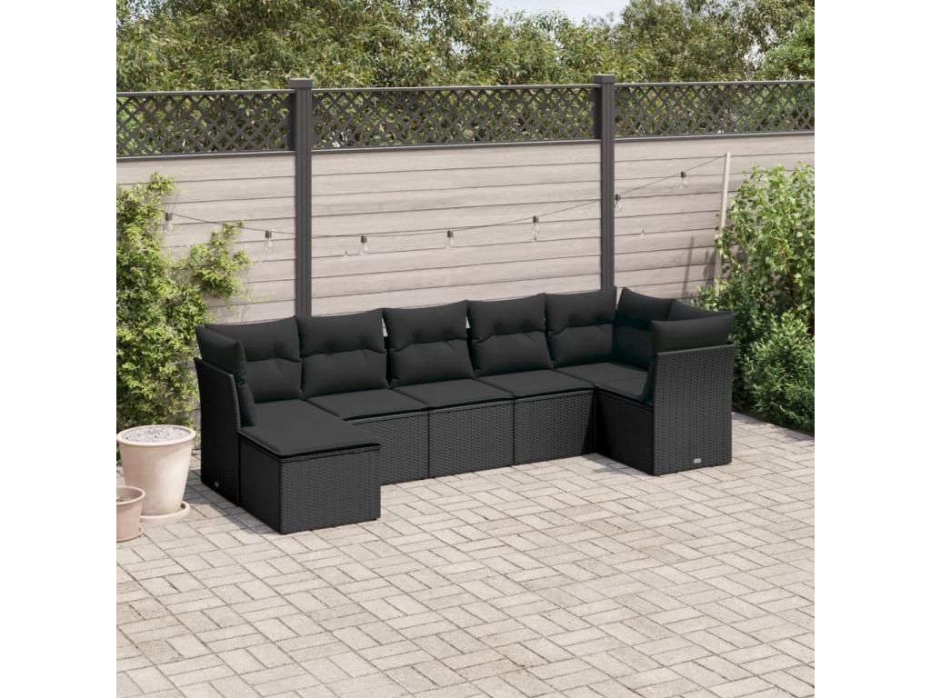 Ensemble de mobilier de jardin en résine tressée noire - dlz1766575608590