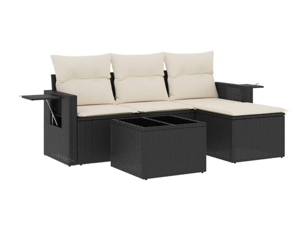 Ensemble de mobilier de jardin en résine tressée noire - dlz1766575518980