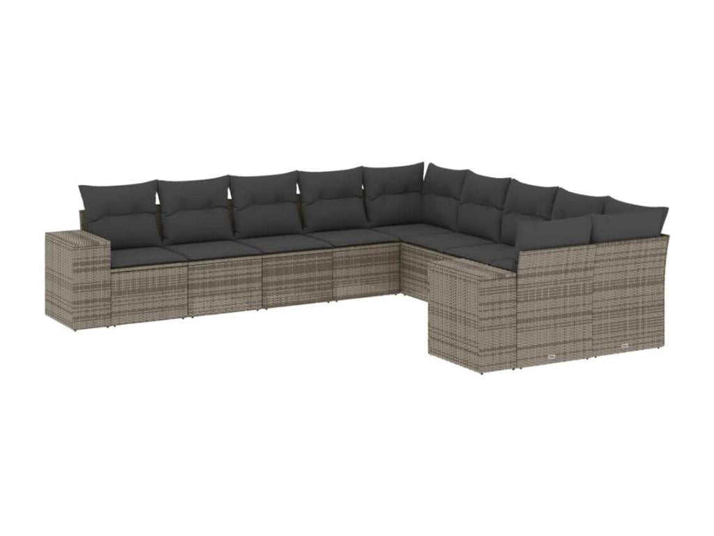 Ensemble de mobilier de jardin en résine tressée grise - dlz1766575023595