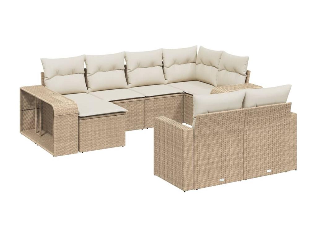 Ensemble de mobilier de jardin en résine tressée beige - dlz1766575513066