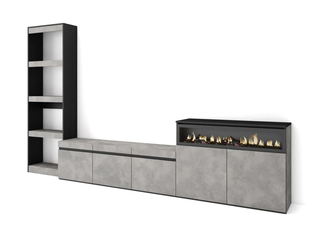 Meuble TV gris, 310 x 186 x 35 cm