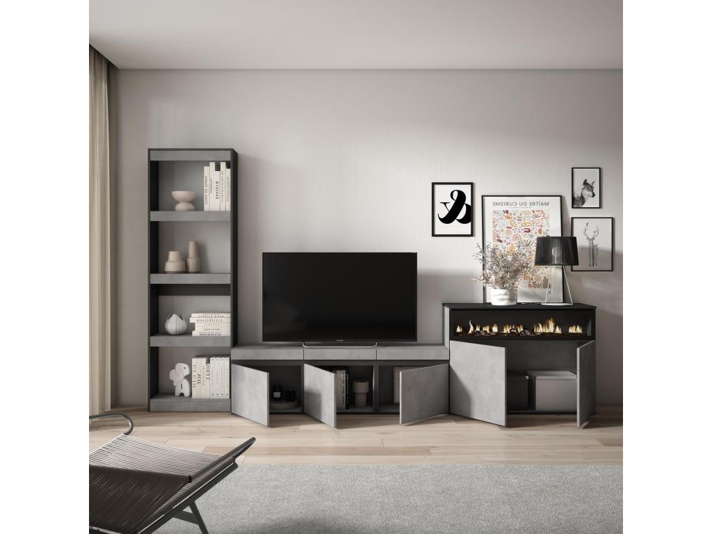 Meuble TV gris, 310 x 186 x 35 cm