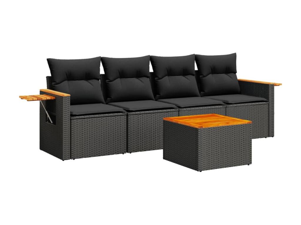 Ensemble de mobilier de jardin en résine tressée noire - dlz1766575105133