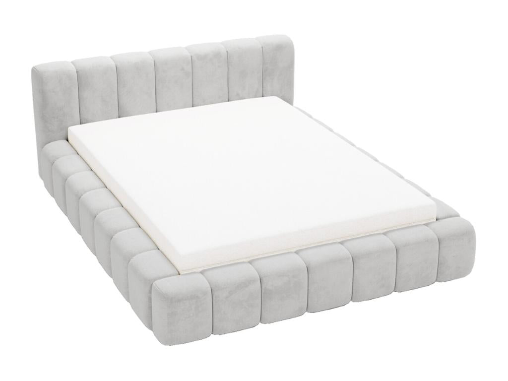 Lit en velours gris, 120 x 200 cm