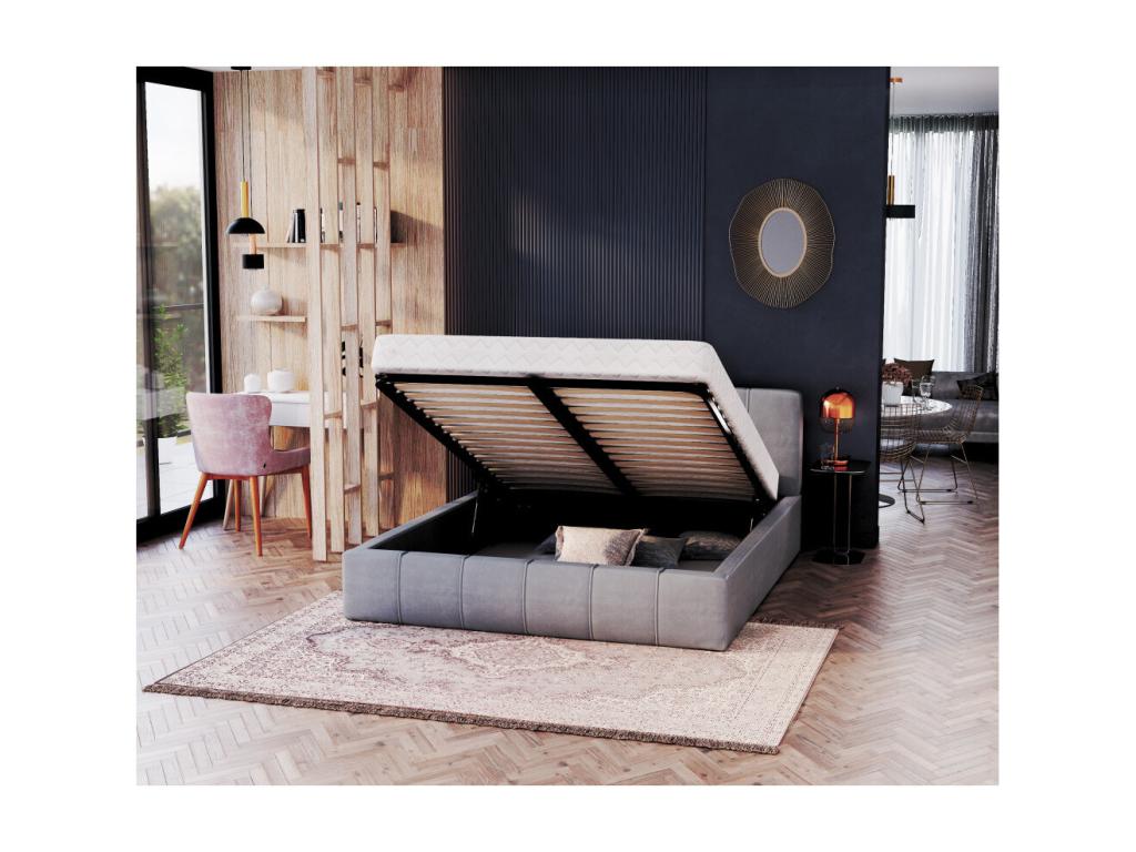 Lit gris, 180 x 200 cm