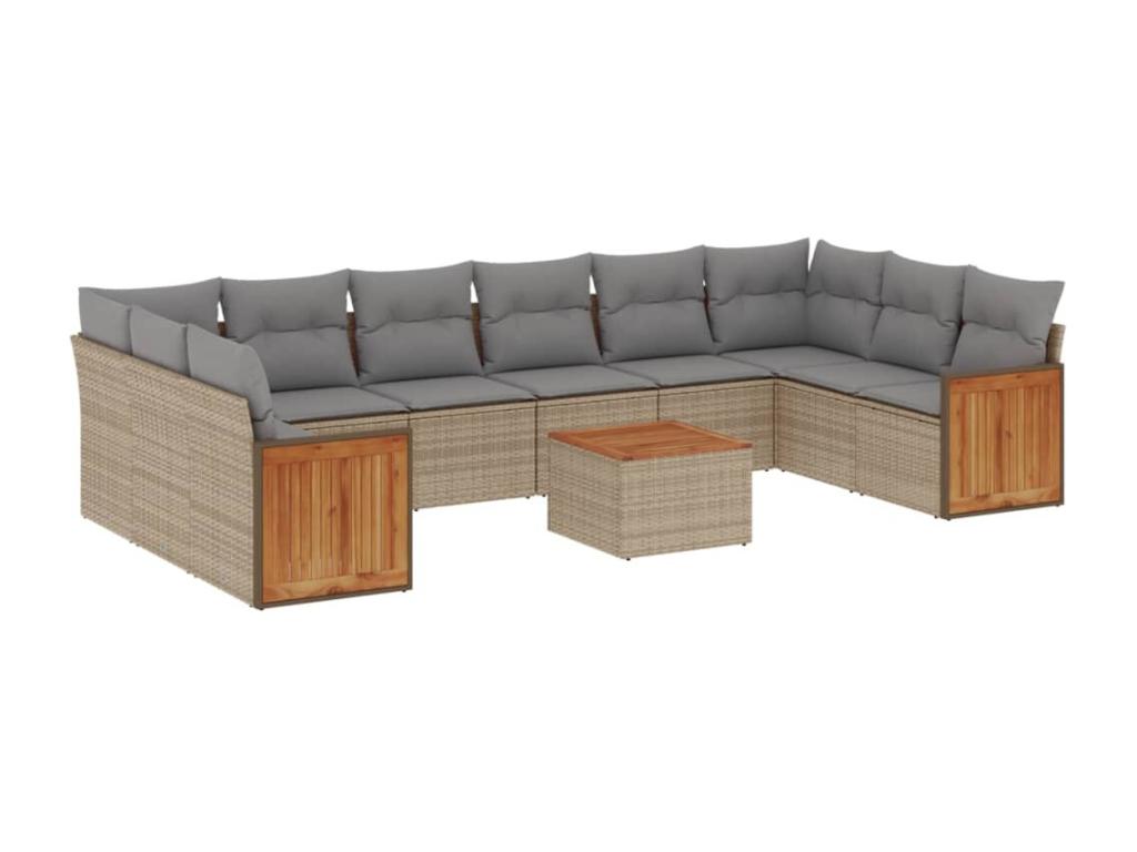 Ensemble de mobilier de jardin en résine tressée beige - dlz1766575285644