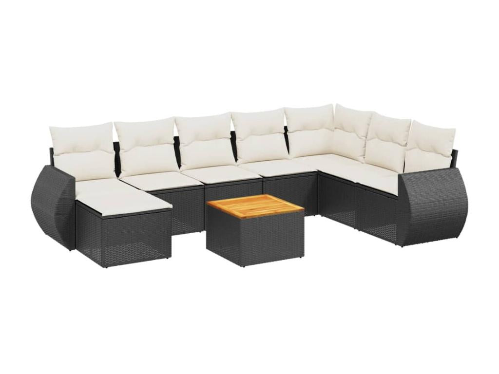 Ensemble de mobilier de jardin en résine tressée noire - dlz1766575241140