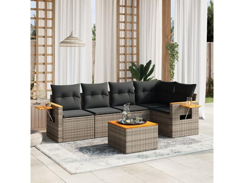 Ensemble de mobilier de jardin en résine tressée grise - dlz1766575660421