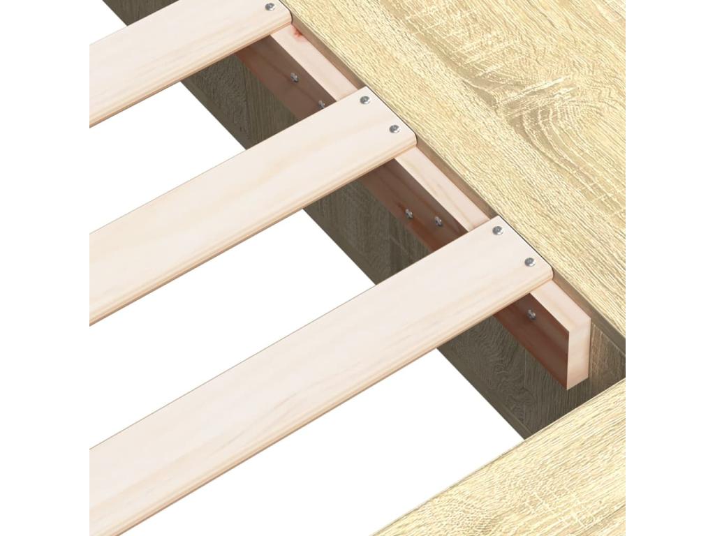 Cadre de lit en bois d'ingénierie brun, 135 x 190 cm - dlz1766575140268