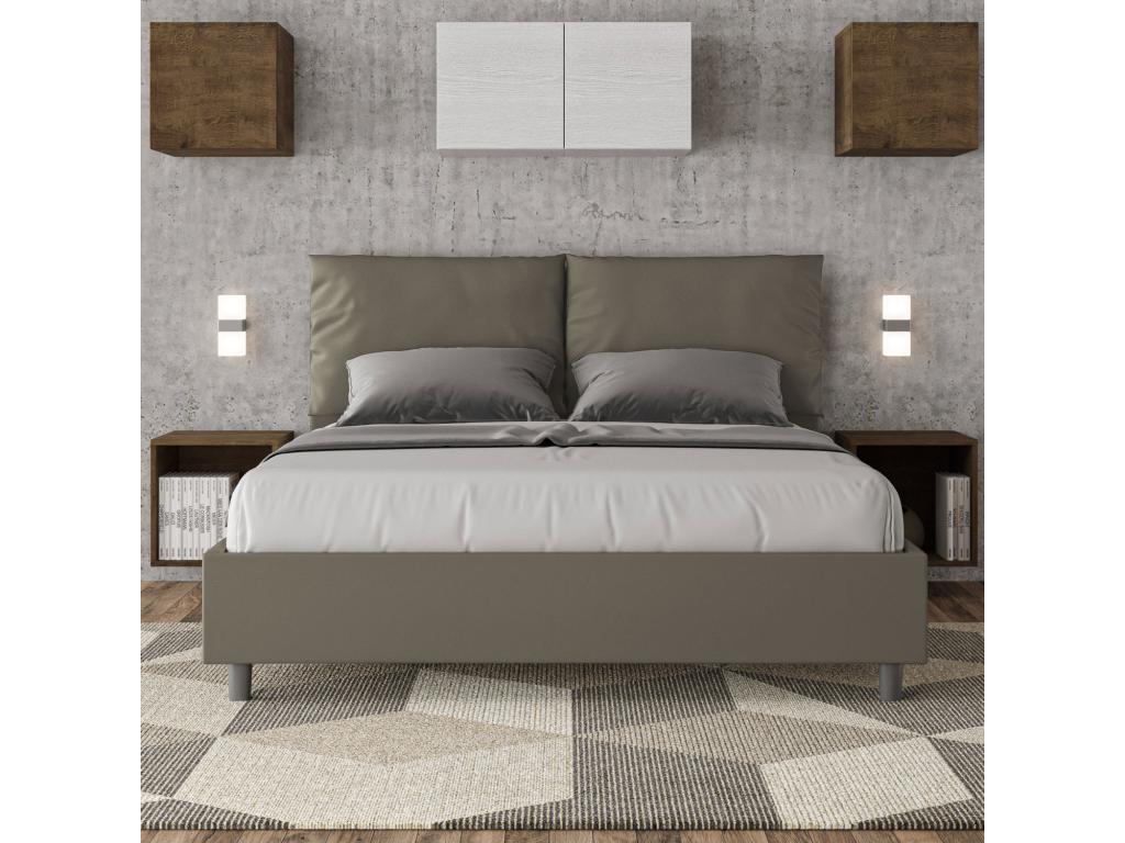 Lit en similicuir marron, 160 x 210 cm