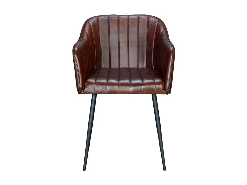 Fauteuil en cuir marron, 82 x 56 x 55 cm