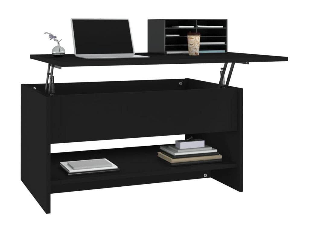 Table basse en bois d'ingénierie noir, 80 x 50 x 40 cm