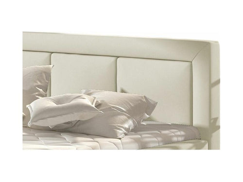 Lit en cuir beige, 160 x 200 cm