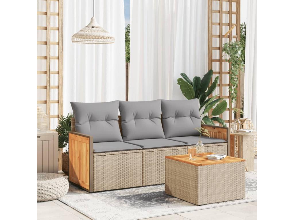 Ensemble de mobilier de jardin en résine tressée beige - dlz1766575268666