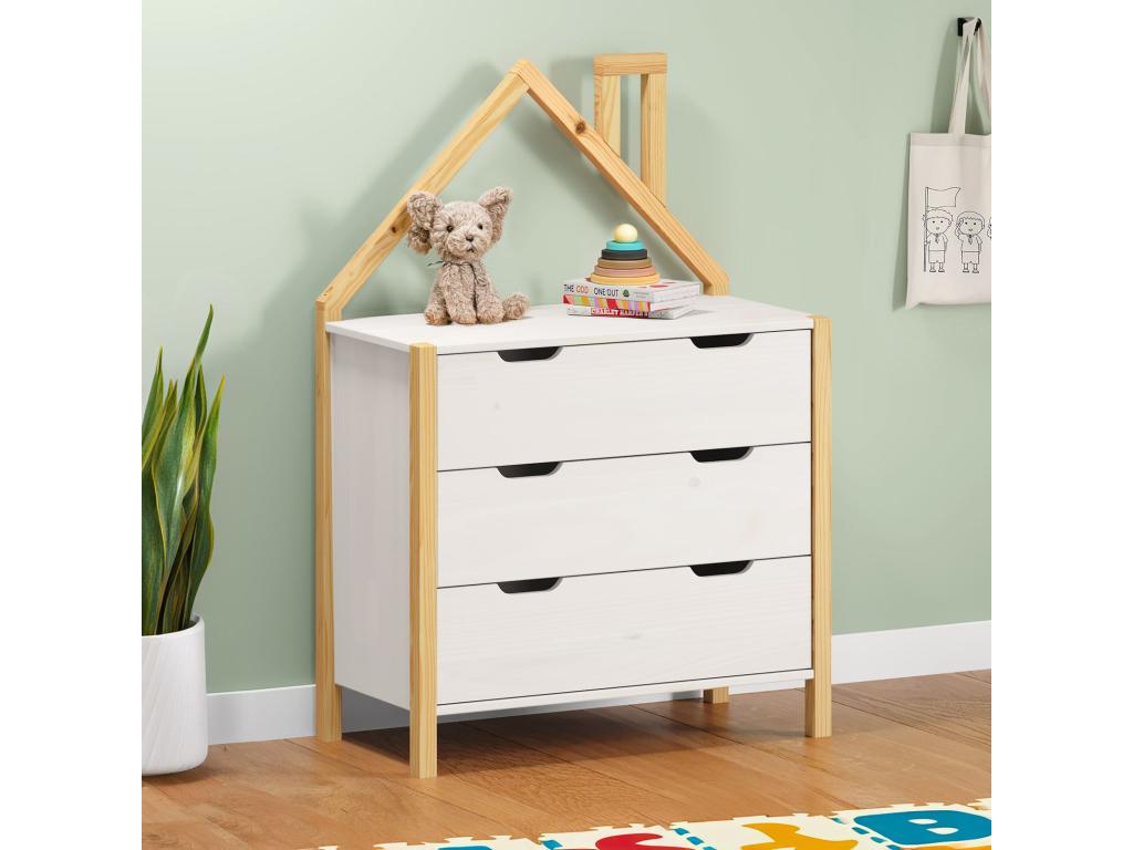 Commode en pin blanc